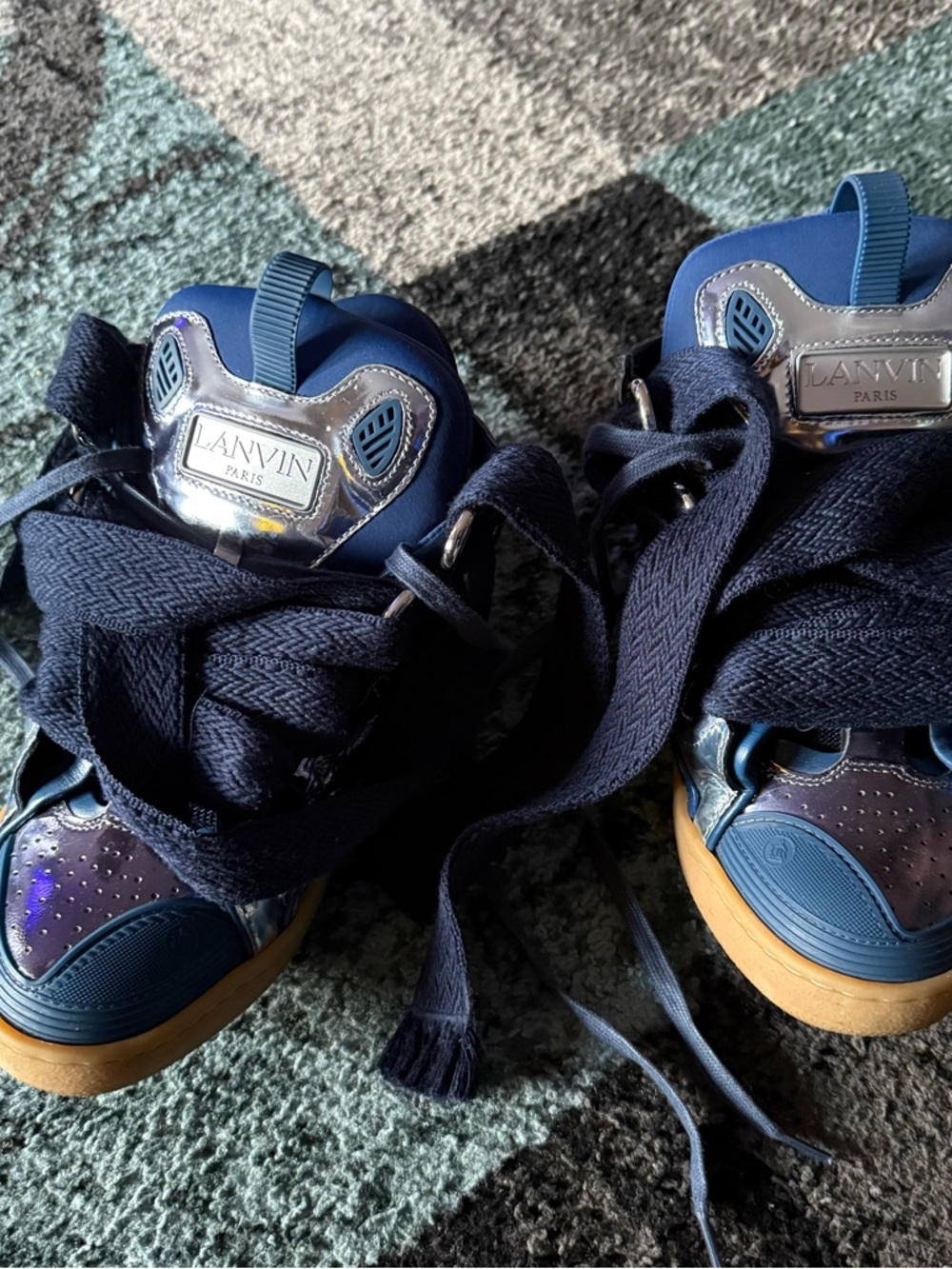 Lanvin Women’s Navy Curbside Sneakers - Picture 2 of 14